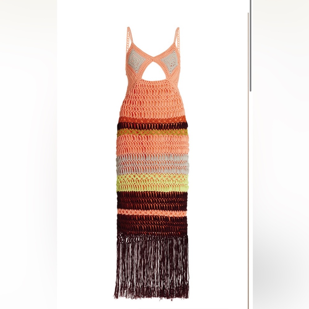 SIMKHAI - Mari cutout fringed crochet midi dress